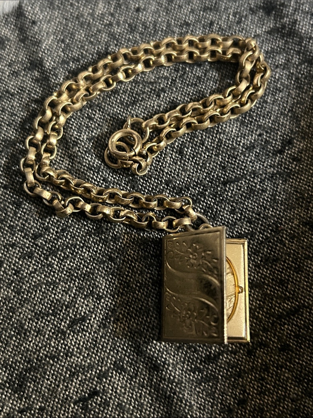 Gold-Tone Floral Locket Necklace